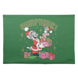 Tom, Jerry, and Nibbles Holiday Surprise Cloth Placemat