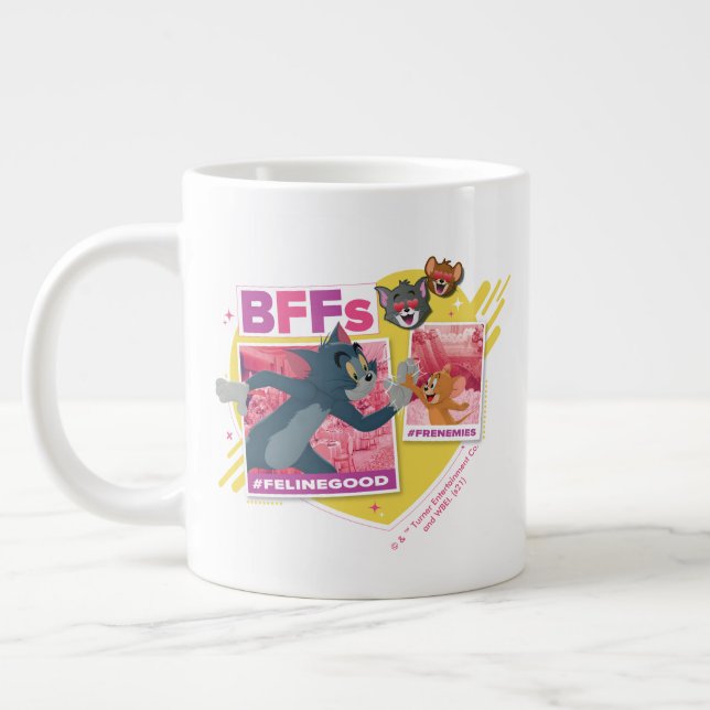 Tom & Jerry BFFs Photo Emoji Collage Giant Coffee Mug (Left)