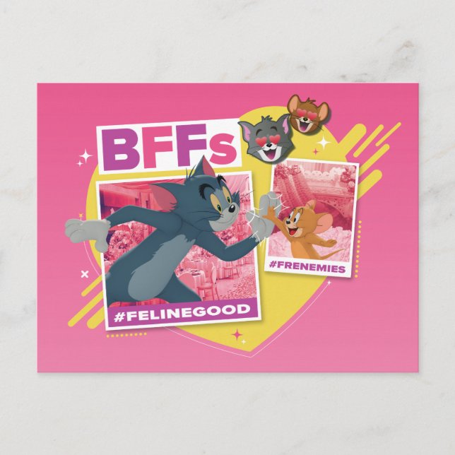 Tom & Jerry BFFs Photo Emoji Collage Postcard (Front)