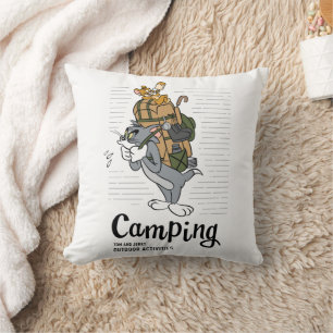 Tom & Jerry Camping Throw Pillow