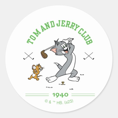 Tom  Jerry Golfing Club 1940 Classic Round Sticker