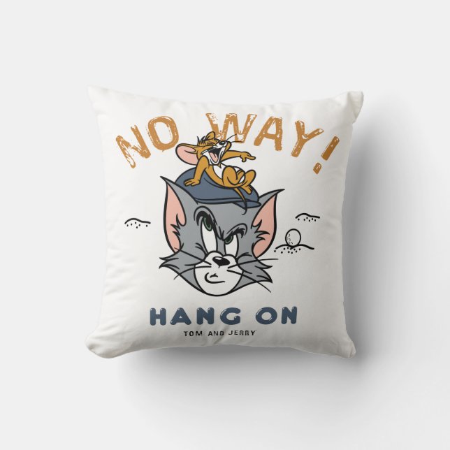 Tom & Jerry Golfing "No Way" Throw Pillow (Front)