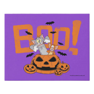 Tom & Jerry   Happy Halloween Boo Faux Canvas Print