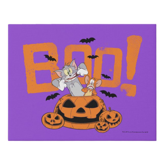 Tom & Jerry | Happy Halloween Boo Faux Canvas Print (Front)