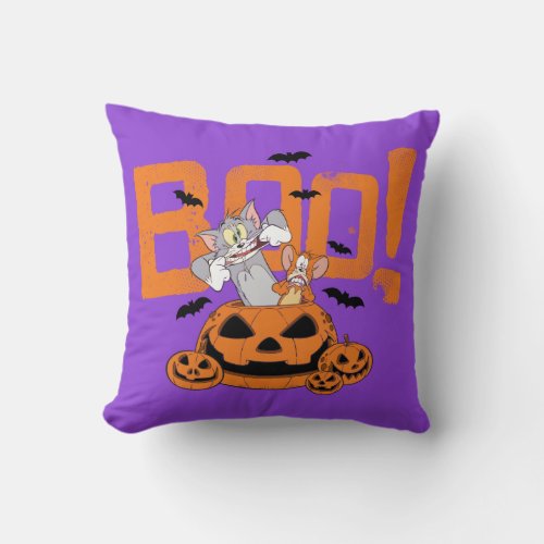 Tom  Jerry  Happy Halloween Boo Throw Pillow