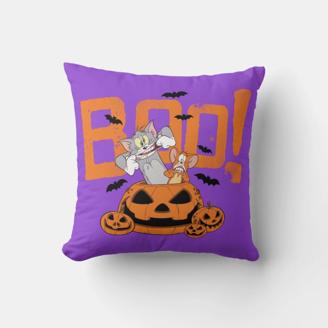 Tom & Jerry | Happy Halloween Boo Throw Pillow (Front)