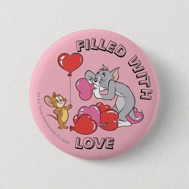 Tom & Jerry Inflate Valentine Heart Balloons Button (Front)