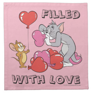 Tom & Jerry Inflate Valentine Heart Balloons Cloth Napkin