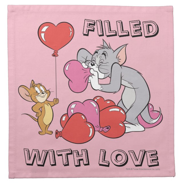 Tom & Jerry Inflate Valentine Heart Balloons Cloth Napkin (Front)