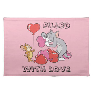 Tom & Jerry Inflate Valentine Heart Balloons Cloth Placemat
