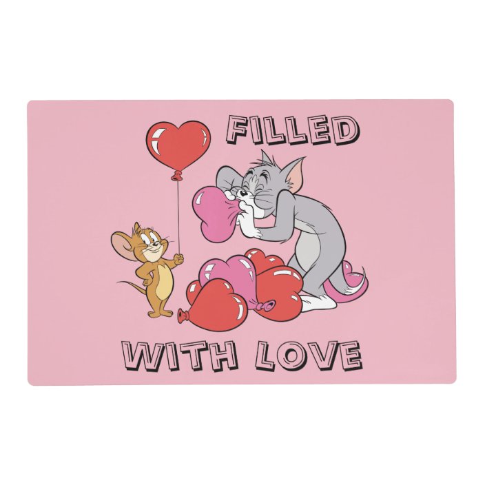 Tom Jerry Inflate Valentine Heart Balloons Placemat Zazzle Com