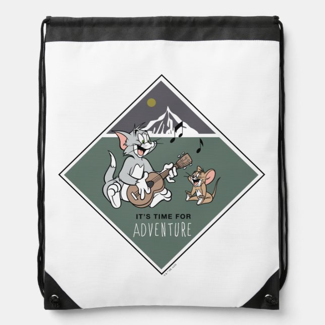 Tom & Jerry "It's Time For Adventure" Drawstring Bag (Front)