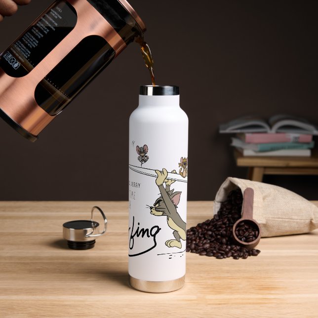 Tom & Jerry "It's Time For Surfing" Water Bottle (Coffee)