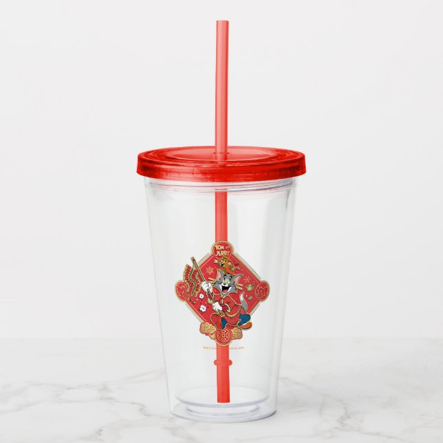 Tom & Jerry Lighting Firecrackers Acrylic Tumbler (Front)