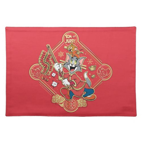 Tom  Jerry Lighting Firecrackers Cloth Placemat