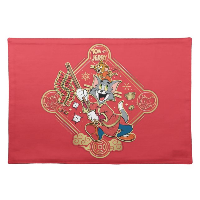 Tom & Jerry Lighting Firecrackers Cloth Placemat (Front)