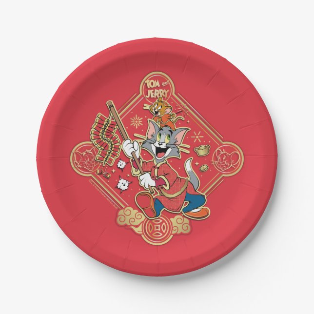 Tom & Jerry Lighting Firecrackers Paper Plates (Front)