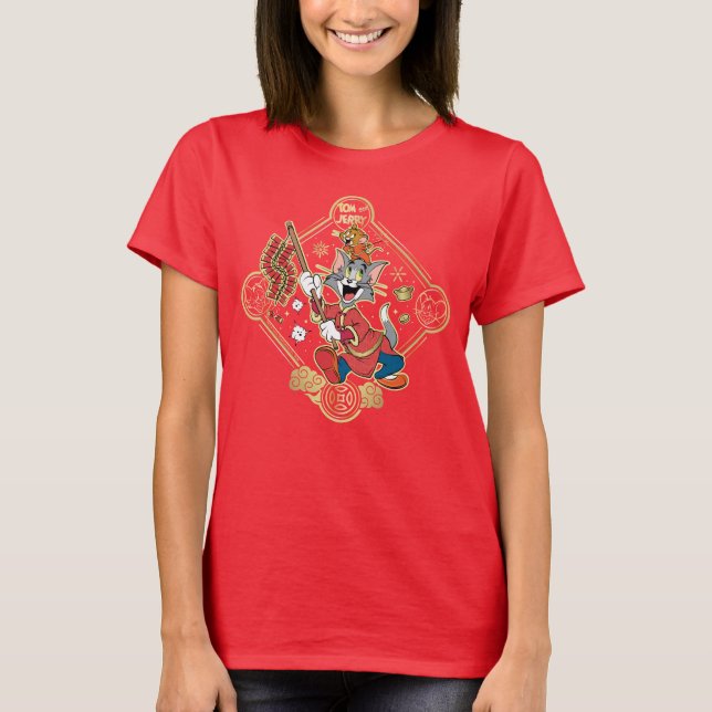 Tom & Jerry Lighting Firecrackers T-Shirt (Front)