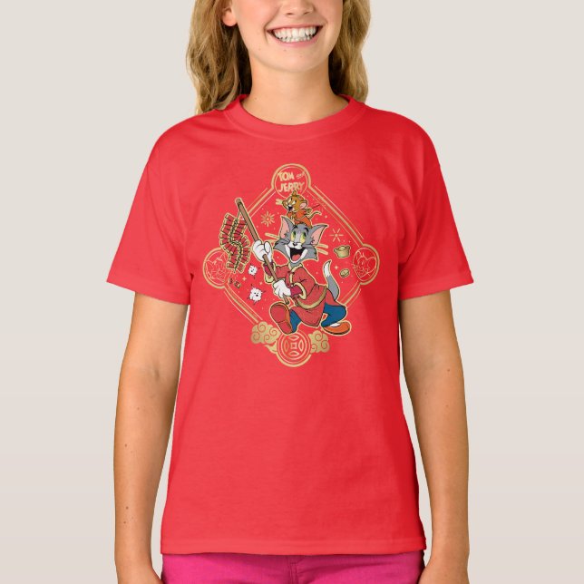 Tom & Jerry Lighting Firecrackers T-Shirt (Front)