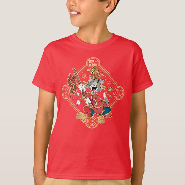 Tom & Jerry Lighting Firecrackers T-Shirt (Front)