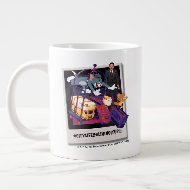 Tom & Jerry Luggage Crash Photograph Giant Coffee Mug (Left)