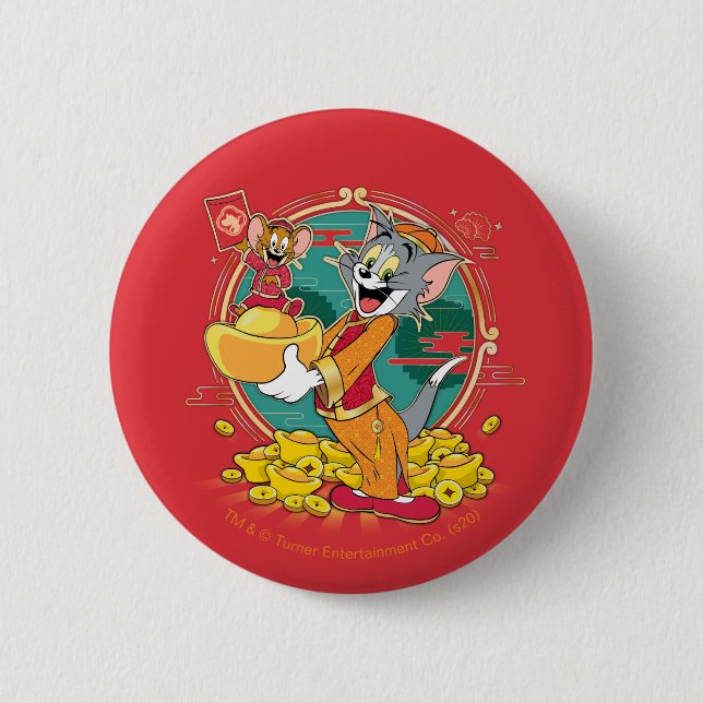 Tom & Jerry New Years Red Envelope Button (Front)