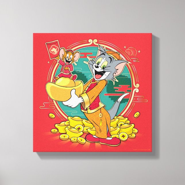 Tom & Jerry New Years Red Envelope Canvas Print (Front)