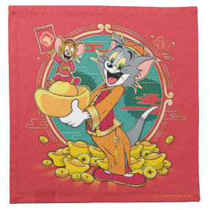 Tom & Jerry New Years Red Envelope Cloth Napkin