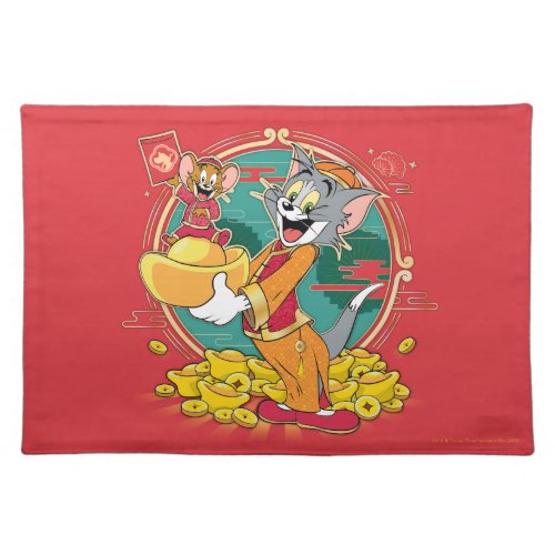 Tom  Jerry New Years Red Envelope Cloth Placemat