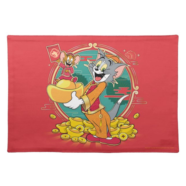 Tom & Jerry New Years Red Envelope Cloth Placemat (Front)