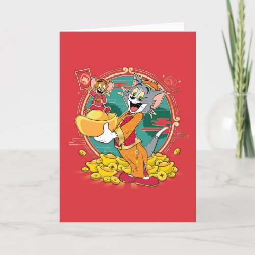 Tom  Jerry New Years Red Envelope Holiday Card