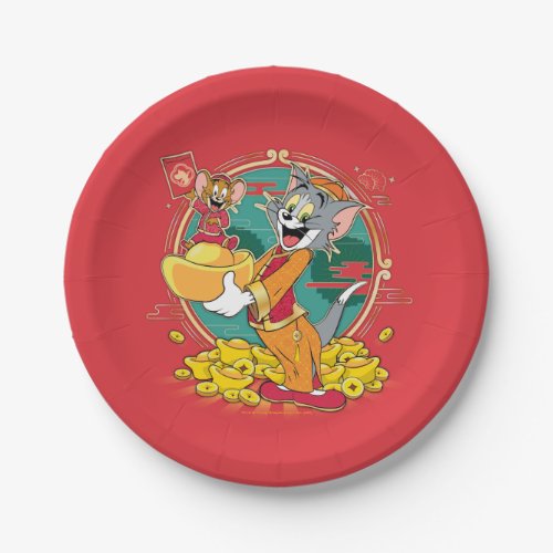 Tom  Jerry New Years Red Envelope Paper Plates