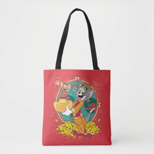Tom  Jerry New Years Red Envelope Tote Bag