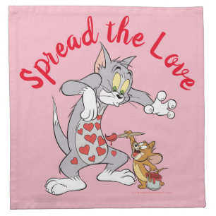Tom & Jerry Painting Valentine Hearts Cloth Napkin