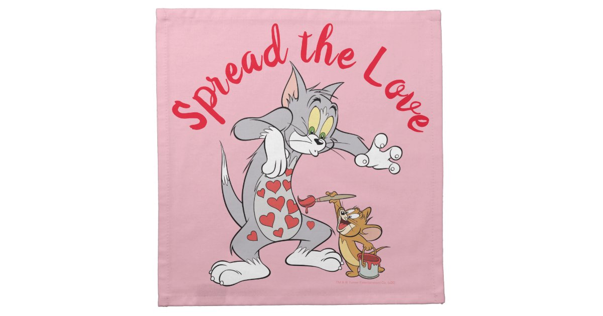 Tom &amp; Jerry Painting Valentine Hearts Cloth Napkin | Zazzle