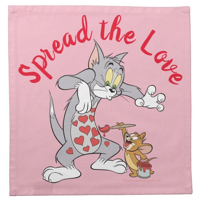 Tom & Jerry Painting Valentine Hearts Cloth Napkin (Front)