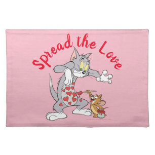 Tom & Jerry Painting Valentine Hearts Cloth Placemat