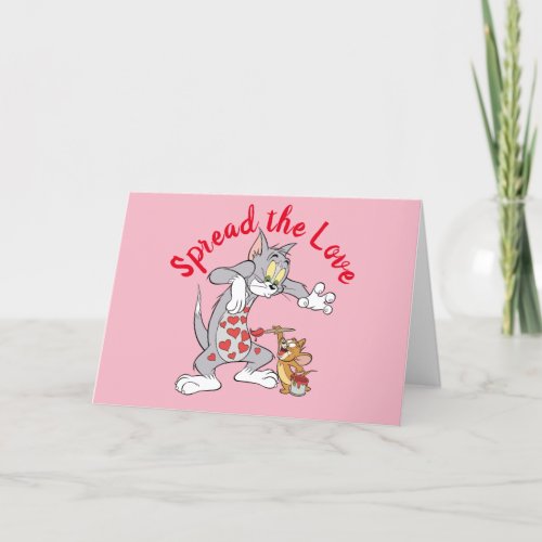 Tom  Jerry Painting Valentine Hearts Holiday Card