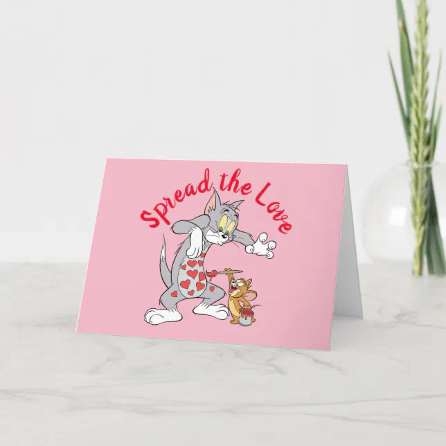 Tom &amp; Jerry Painting Valentine Hearts Holiday Card | Zazzle
