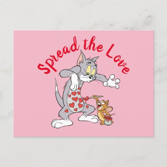 Tom &amp; Jerry Painting Valentine Hearts Holiday Postcard | Zazzle.com
