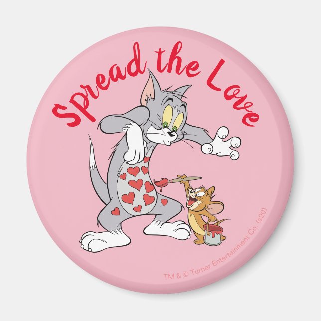 Tom & Jerry Painting Valentine Hearts Magnet (Front)