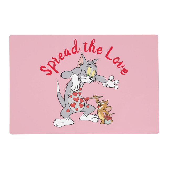 Tom & Jerry Painting Valentine Hearts Placemat (Front)