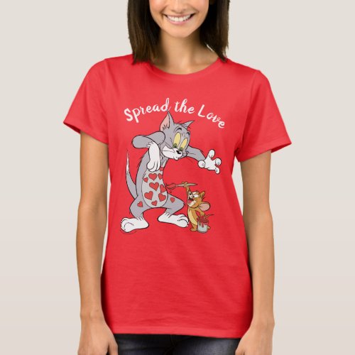 Tom  Jerry Painting Valentine Hearts T_Shirt