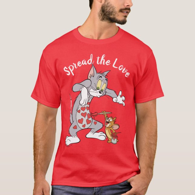 Tom & Jerry Painting Valentine Hearts T-Shirt (Front)