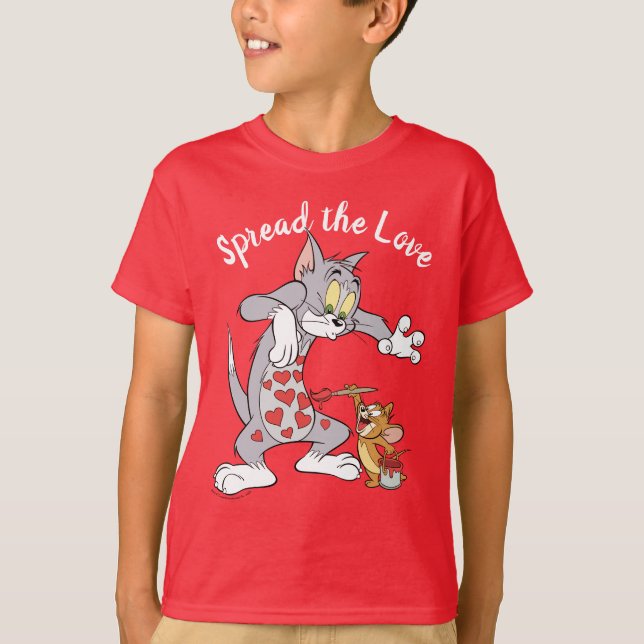 Tom & Jerry Painting Valentine Hearts T-Shirt (Front)