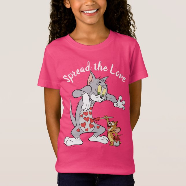 Tom & Jerry Painting Valentine Hearts T-Shirt (Front)