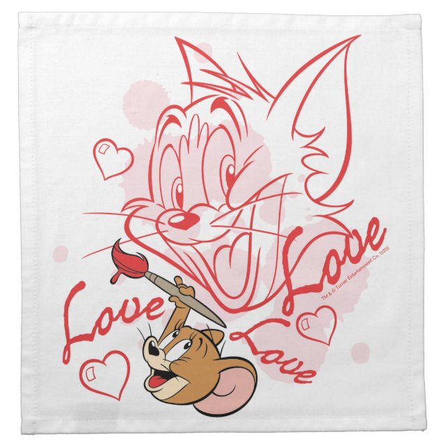 Tom & Jerry Valentine Painting Cloth Napkin (Front)