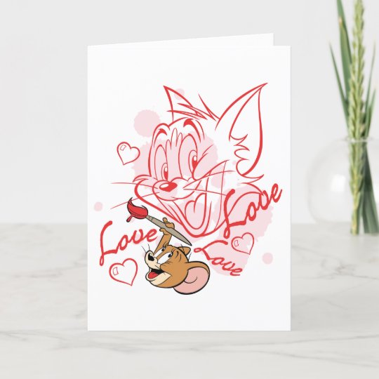 Tom &amp; Jerry Valentine Painting Holiday Card | Zazzle.com