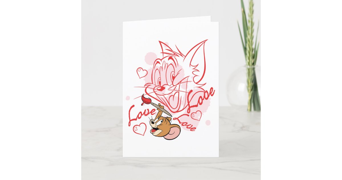 Tom &amp; Jerry Valentine Painting Holiday Card | Zazzle
