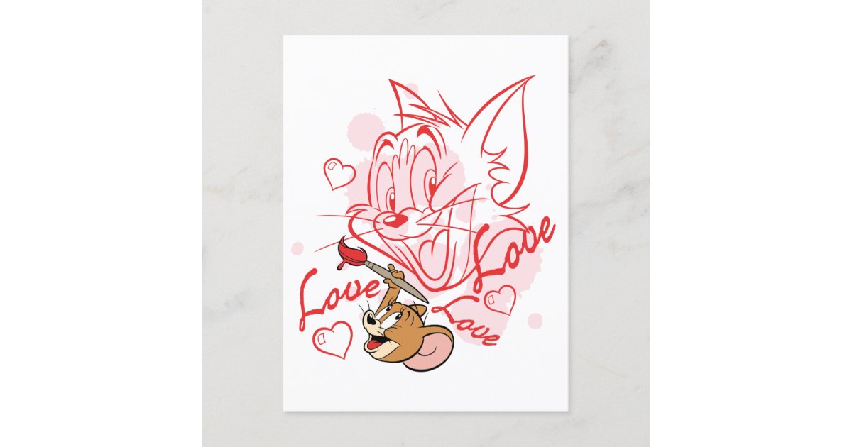 Tom & Jerry Valentine Painting Holiday Postcard